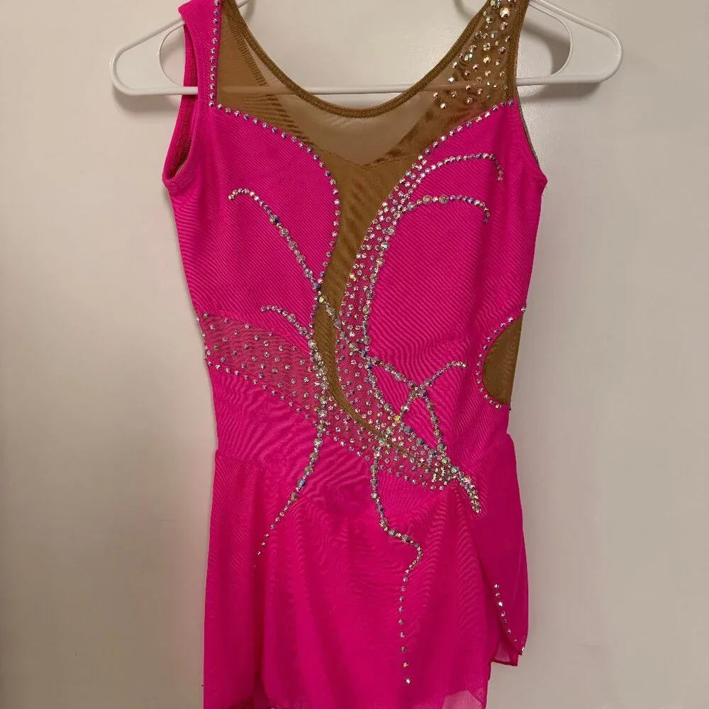 Sharene Designs Style 7253 Girls pink figure skating dress size Large size 12